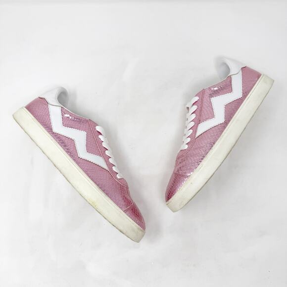 [Stuart Weitzman] Daryl Pink Metallic Snake Embossed Leather Sneakers Size 8.5 - Picture 9 of 12